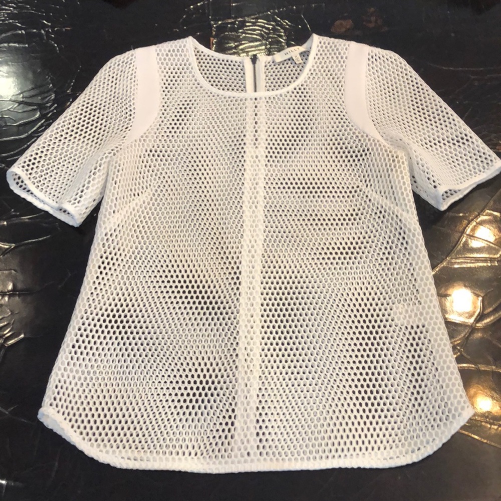 MILLY white mesh top
